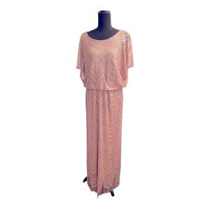 SL Fashions Gold Fringe Maxi Dress 14W NWT | Cocktail Event | Wedding Guest Glam